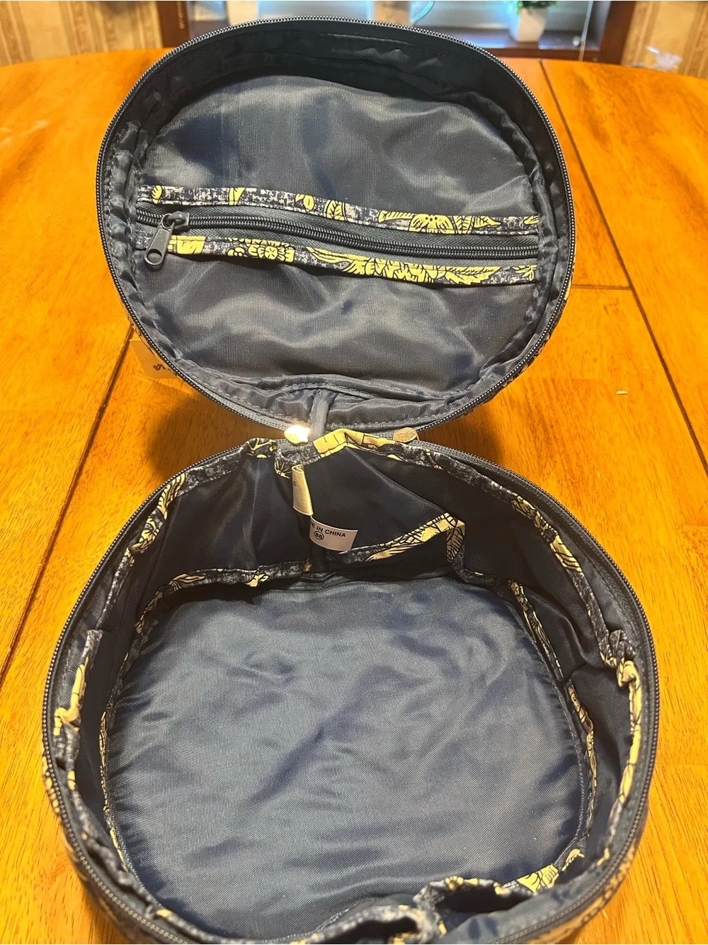 New Americana by Sharif Blue Floral Quilted Zippered Cosmetic Travel Case